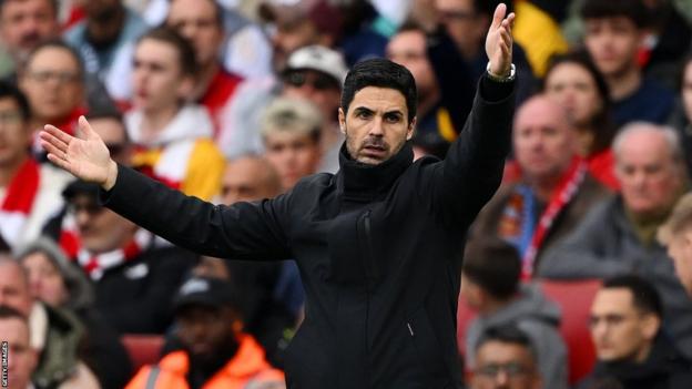 Arsenal boss Mikel Arteta cuts a frustrated figure on the sidelines during their defeat to Aston Villa